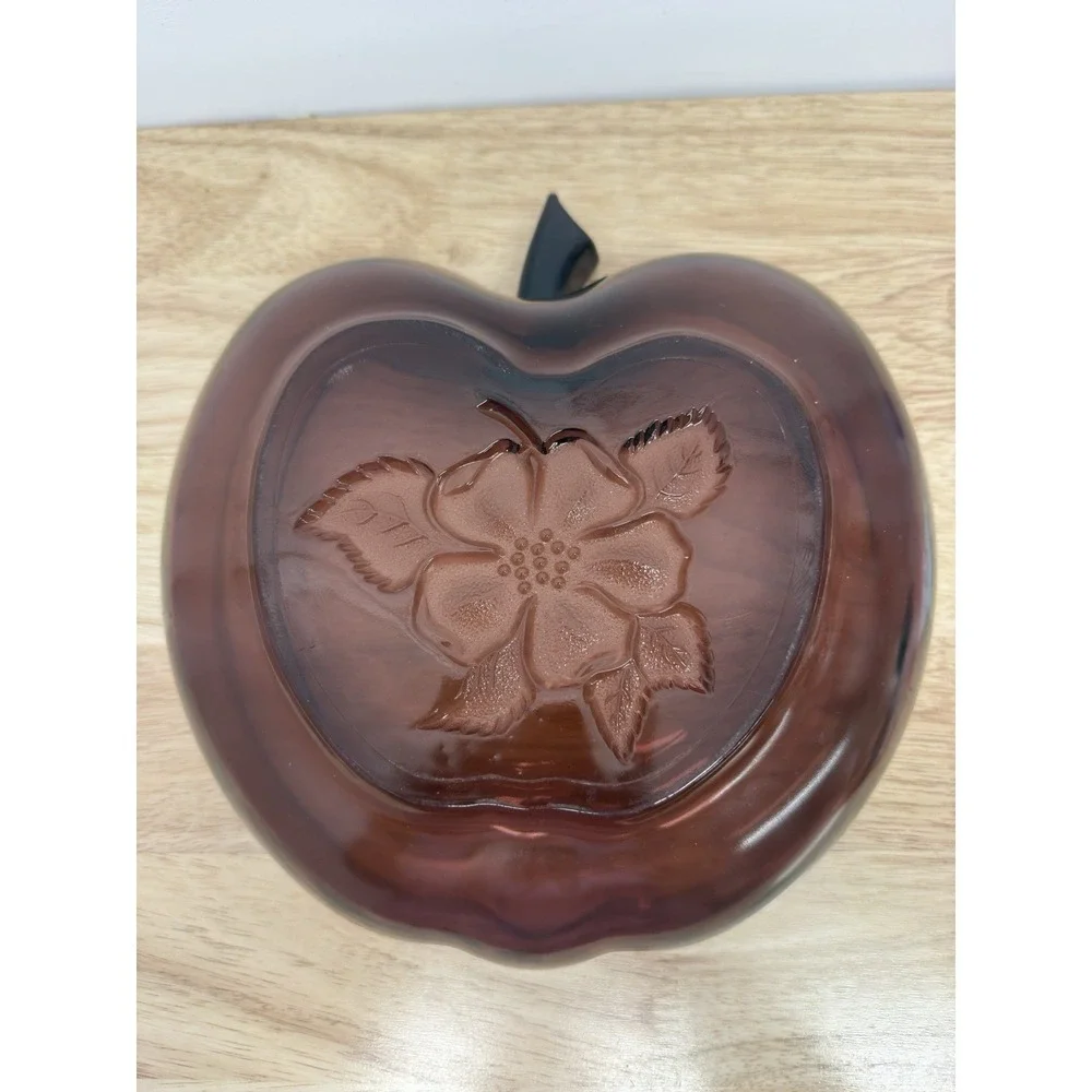 Vintage Amber Glass Apple Bowl 10